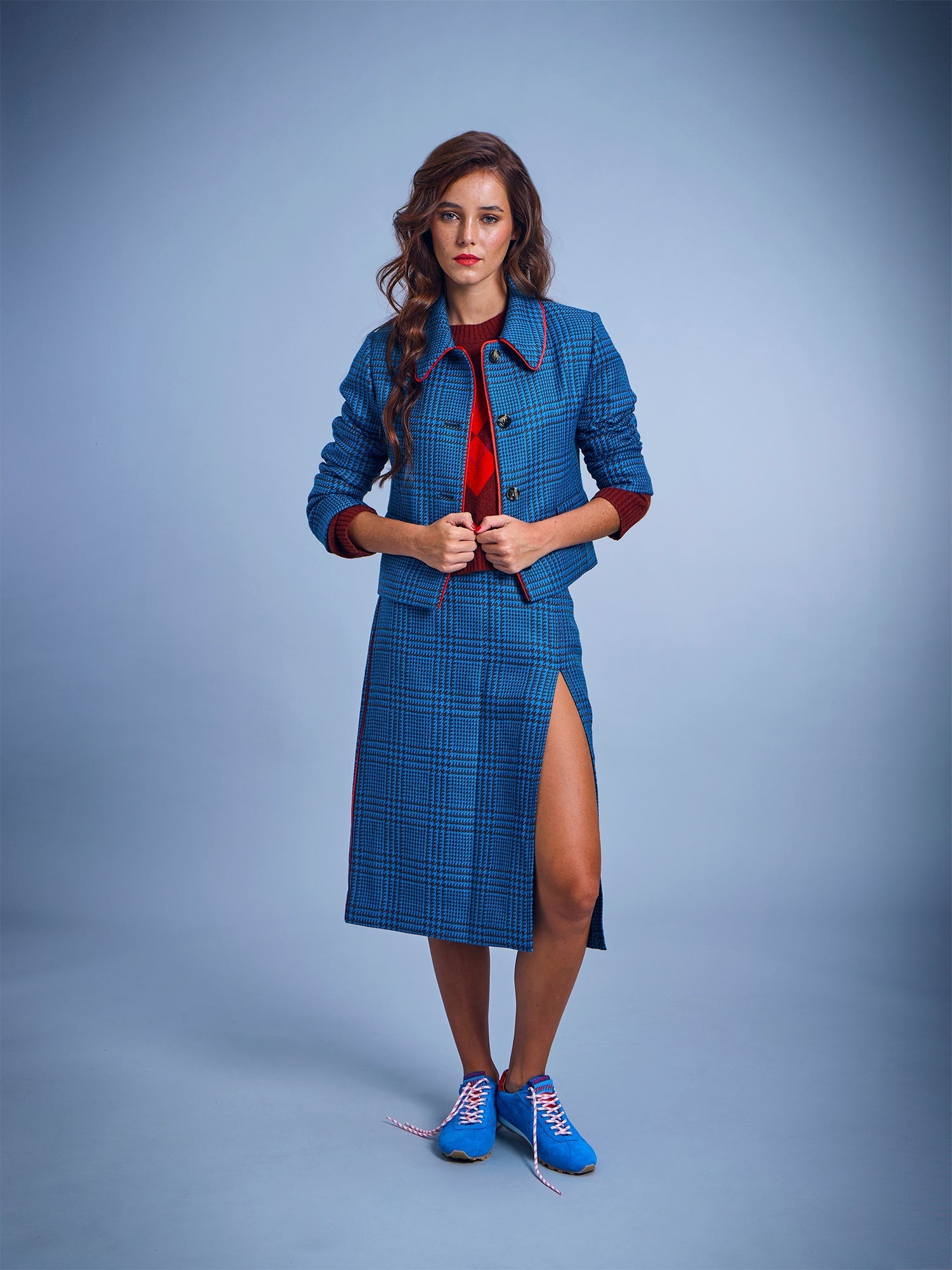 Tartan Wool Midi Skirt