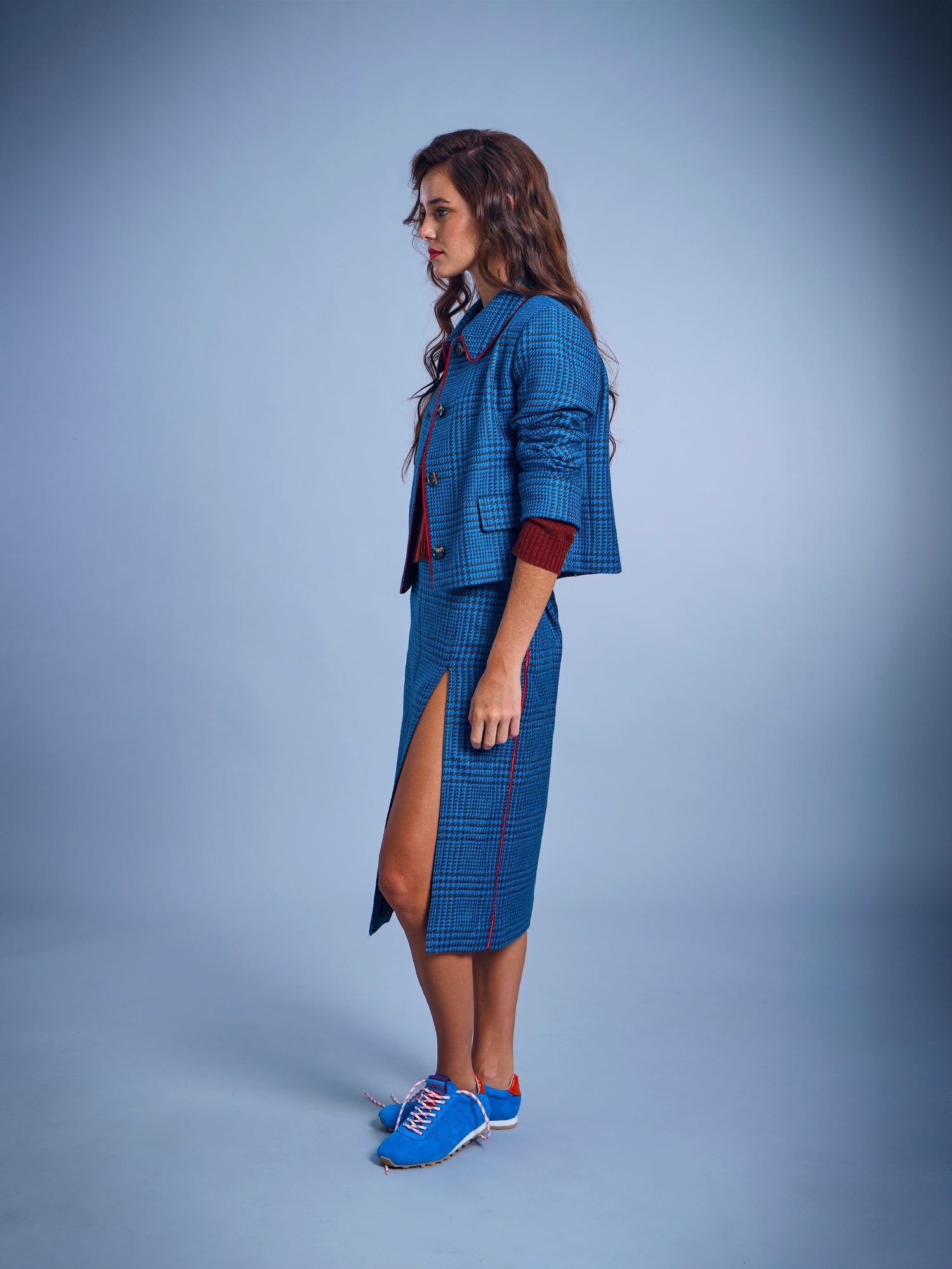 Tartan Wool Midi Skirt