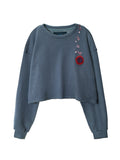 Embroidered Cropped Sweatshirt