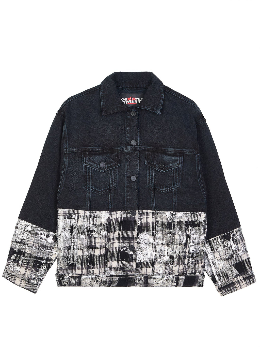 Japanese Foiled Plaid Oversized Denim Jacket