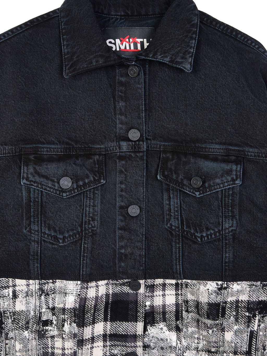 Japanese Foiled Plaid Oversized Denim Jacket