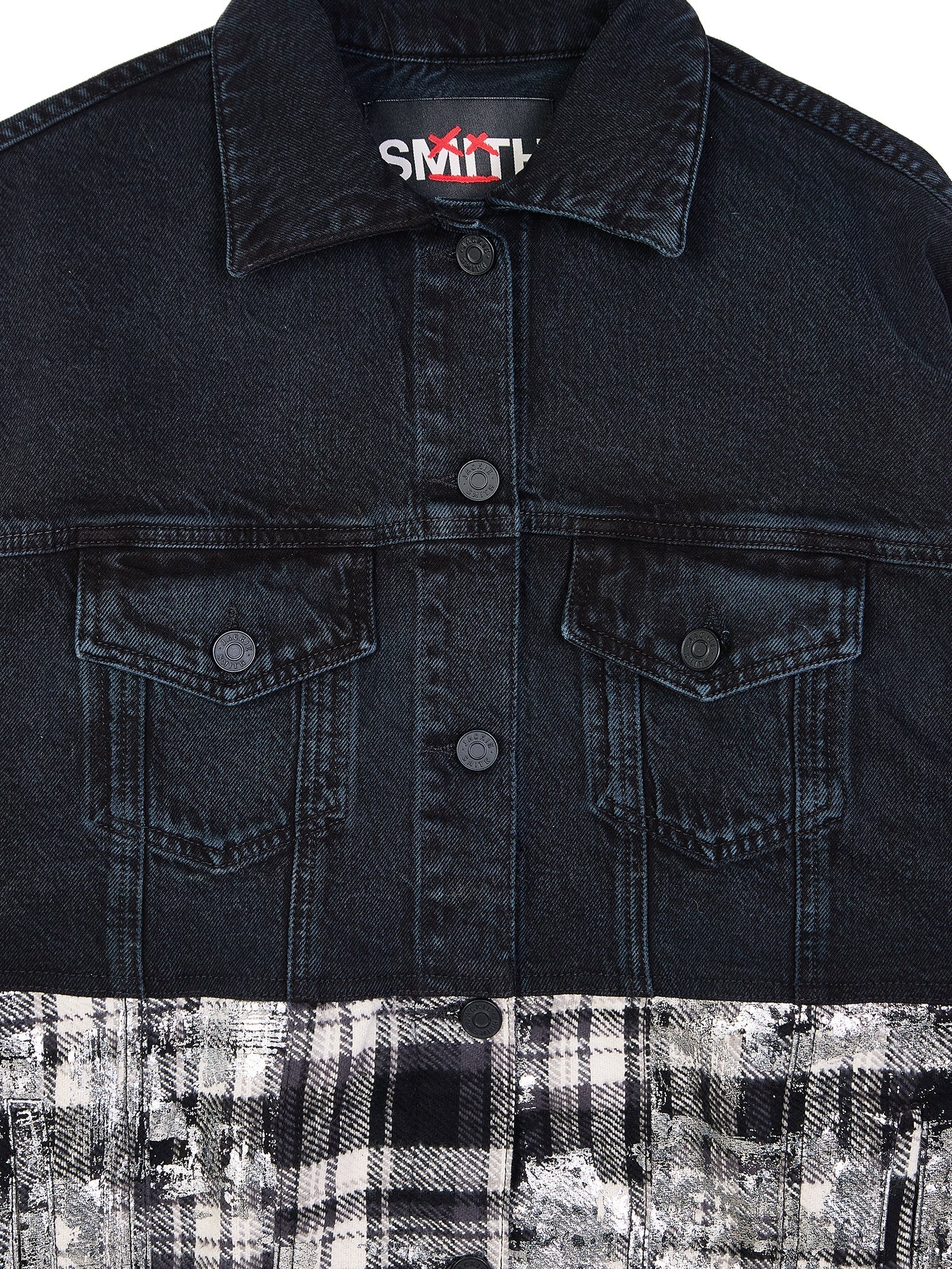 Japanese Foiled Plaid Oversized Denim Jacket