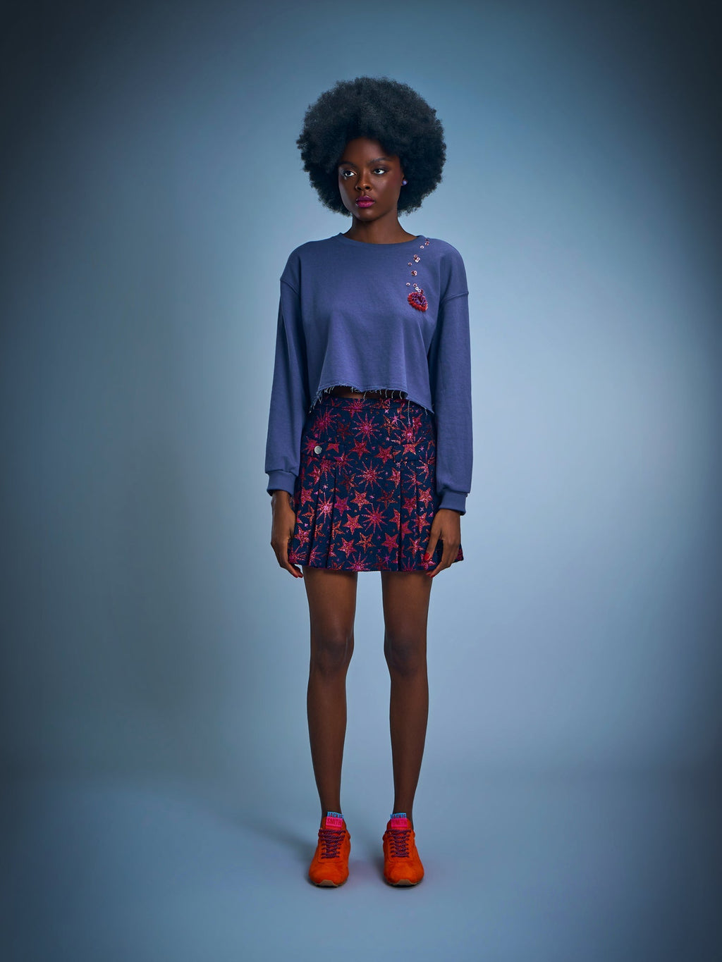 Embroidered Cropped Sweatshirt