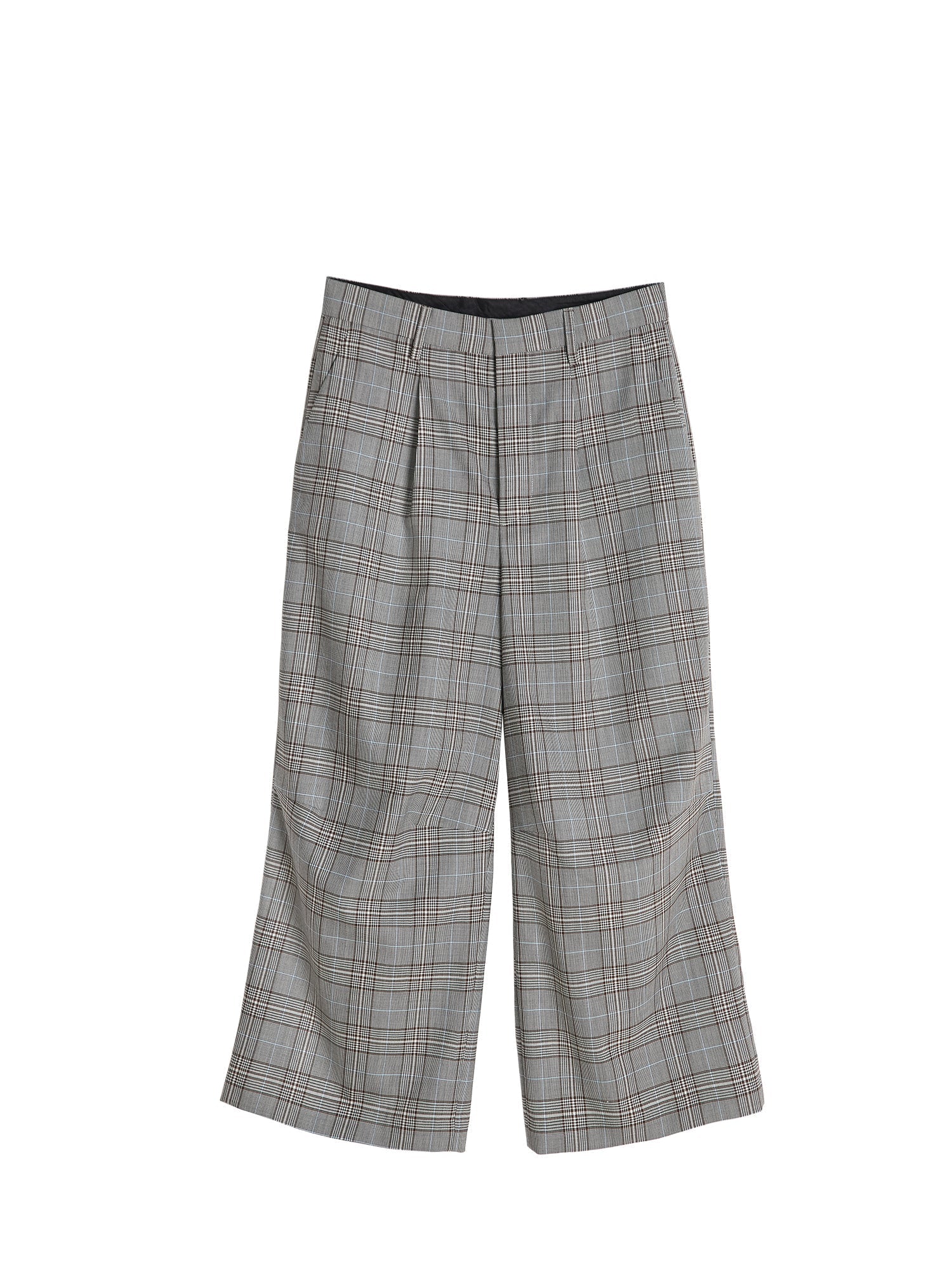 Glen Plaid Wide-Leg Pants