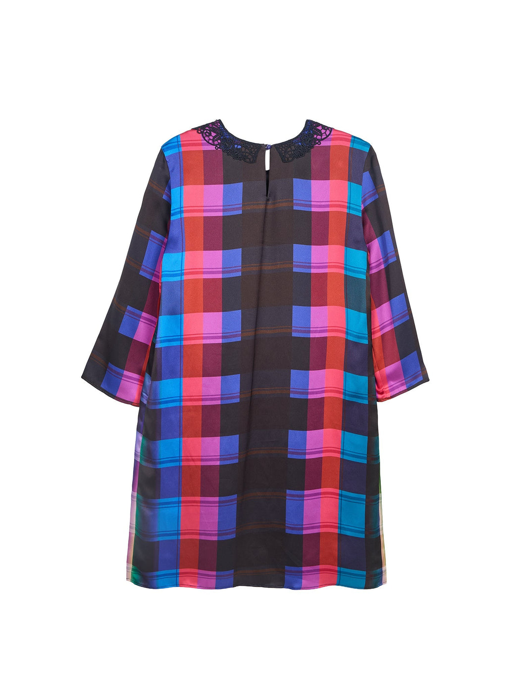 GUIPURE COLLAR SATIN MINI DRESS