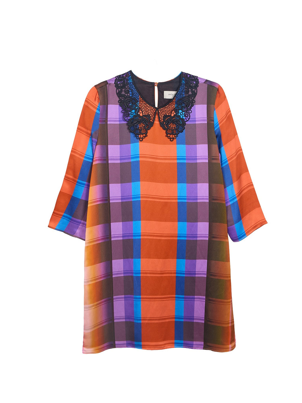 GUIPURE COLLAR SATIN MINI DRESS