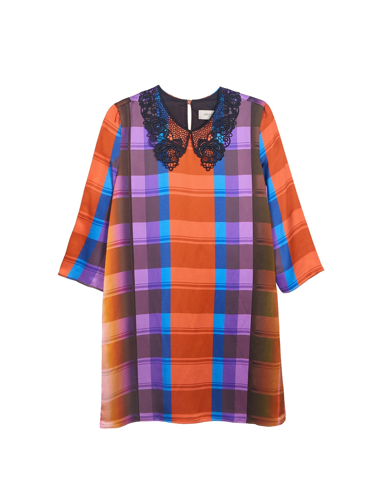 GUIPURE COLLAR SATIN MINI DRESS
